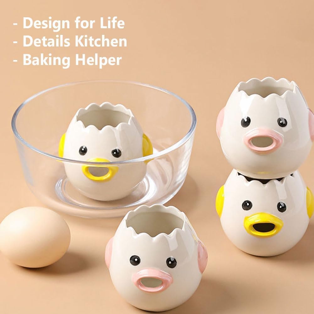 Ceramic Cute Egg Separator, Mini Egg White and Yolk Separator, Practical Kitchen Small Egg Filter Splitter, Kitchen Gadget Baking Assistant Tool, Dishwasher Safe (Pink)
