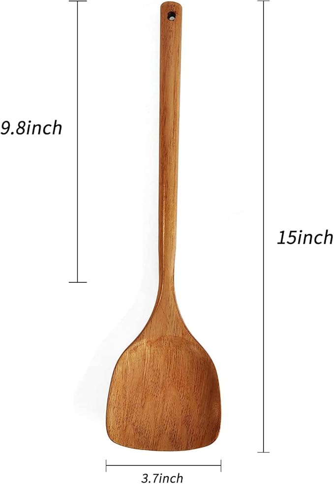 FJNATINH Wooden Spatula with Long Handle for Cooking Kitchen Cookware