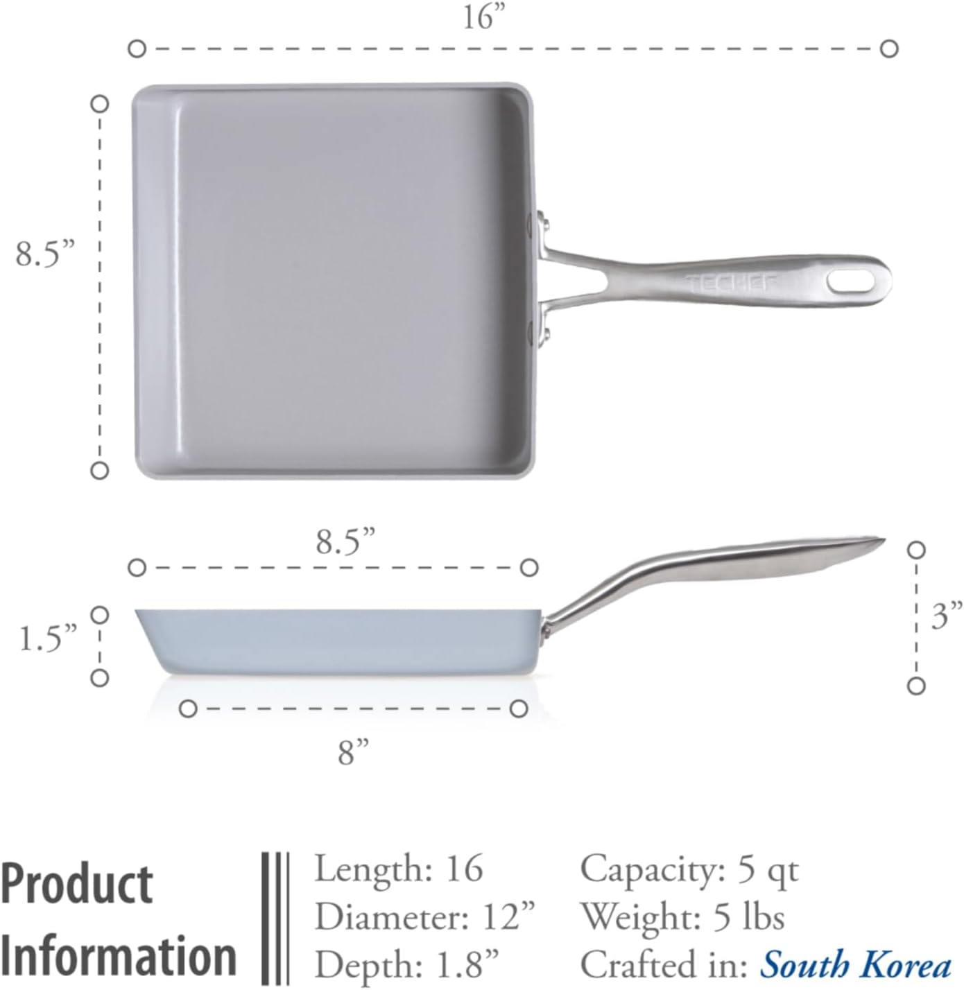 TECHEF - CeraTerra Ceramic Nonstick Tamagoyaki Japanese Omelette Pan/Egg Pan Skillet, (PTFE, PFAS, and PFOA Free), Induction-Ready, Made in Korea