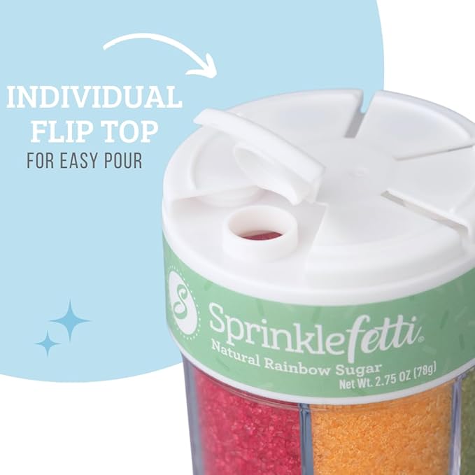 Sweets Indeed Sprinkles 6 Cell Edible Sprinkle Mix Jimmies Perfect for Cake Decorations Baking Ice Cream Cookies Cupcake Topper (Rainbow Sugar)