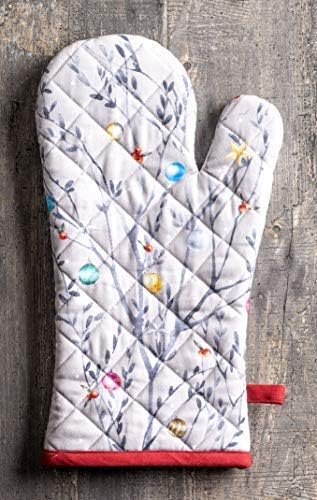 Maison d' Hermine Oven Gloves 100% Cotton Oven Mitt 7" x 13" with Loop Heat Resistant, BBQ, Cooking Gloves, Baking, Grilling, Kitchen, Handling Hot Pans (Pack of 1, Fairy Christmas)