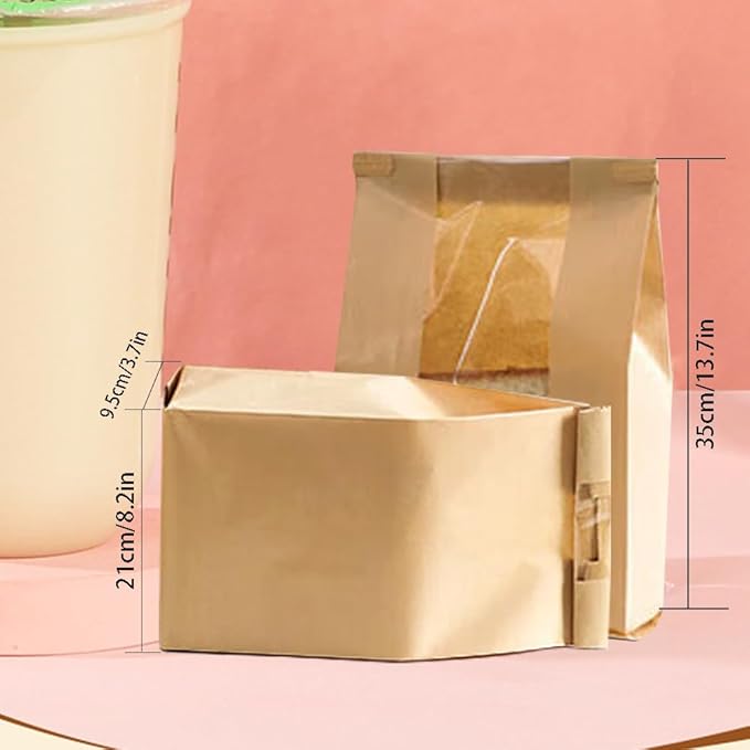 30 Pack Paper Bread Bags 13 x 8.3 x 3.5-inch Bakery Kraft Sourdough Loaf Baked Storage Bags for Homemade Bread Cookie Treat