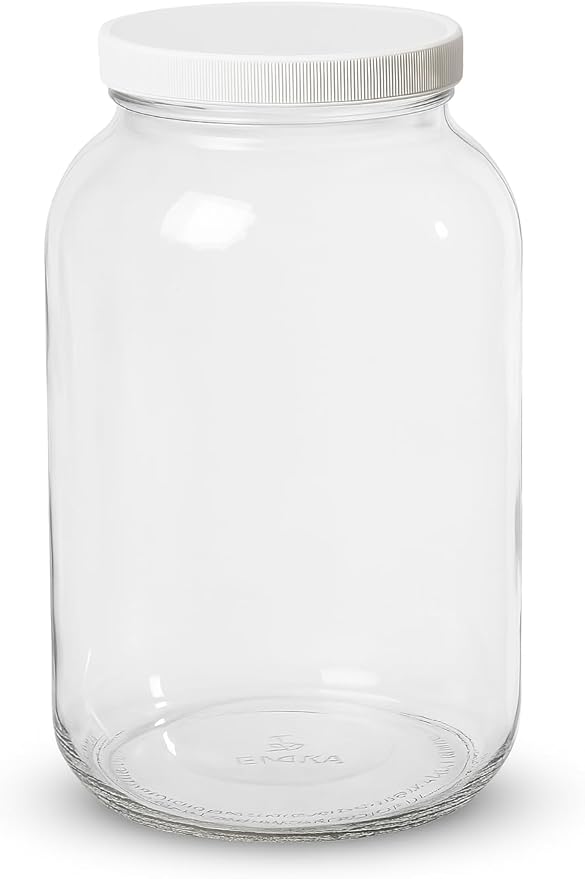 kitchentoolz 1 Gallon Glass Jar with Lid – Large Gallon Mason Jar with Lid for Sourdough Starter, Kombucha, Sun Tea, Pickling, and Storage Jug – Made in the USA