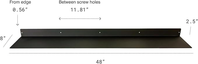 DIY CARTEL Made in USA Linear Floating Shelf - Raw Steel/Metal - Industrial Heavy Duty Metal Wall Mounted Modern Rustic Shelf Ledge (48-inch x 8-inch)