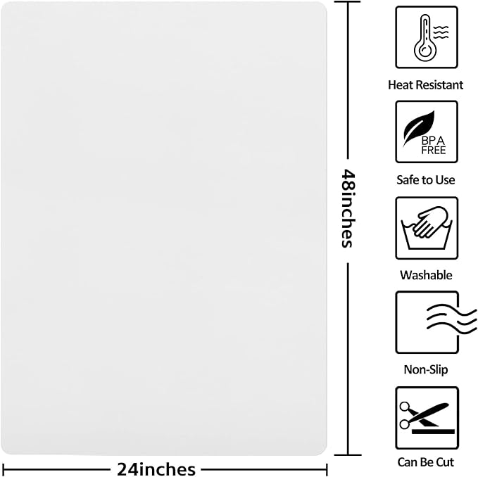 Silicone Mat Heat Resistant Mats for Countertop, Multipurpose Large Silicone Mats for Crafts Kitchen Workbench Size 48x24 inches Thick 2mm,Rolled Package,Translucent