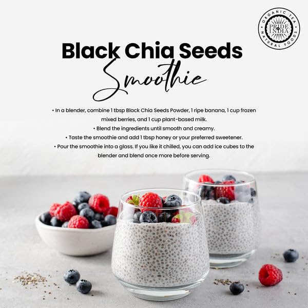 Pride Of India - Pack of 6 - Premium Black Chia Seeds Powder 1 lbs (454 gm) Mild Nutty Earthy Taste Freshly Milled in Small Batches | Used for Baking Coating Thickening