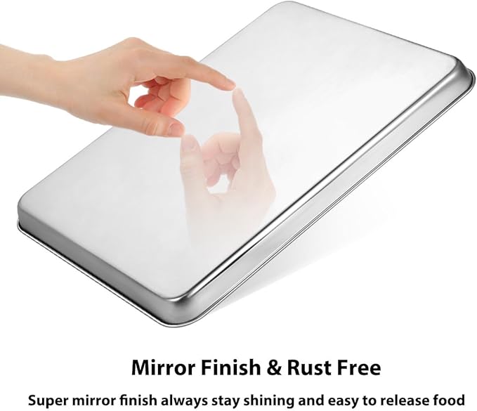 Baking Sheet, Yododo Stainless Steel Cookie Sheet Toaster Oven Tray Pan Rectangle Size 16 x 12 x 1 inch, Non Toxic & Healthy, Superior Mirror Finish & Easy Clean, Dishwasher Safe