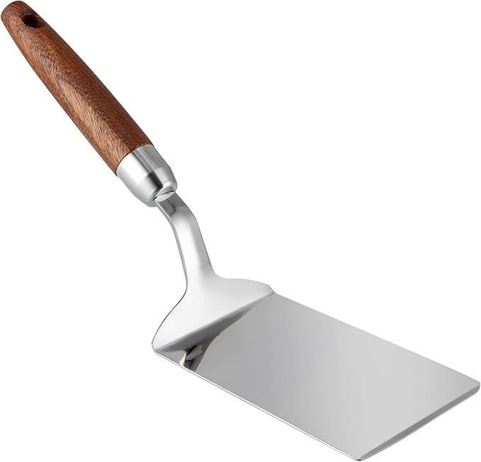 Stainless Steel Spatula with Wooden Handle, Nonstick Pancake Turner, Fried Egg Flipper for Cooking, Frying, Grilling, Baking, BBQ