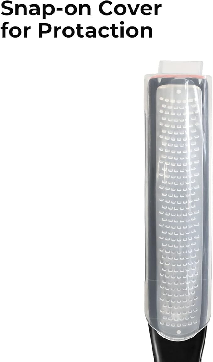 Cohesion Etched Zester & Grater Set of 2 - Kitchen Zester Tool for Lemon, Cheese, Garlic, Ginger, Nutmeg, Chocolate, Fruits, Vegetables - Sharp Premium Stainless Steel Blade with Protective Cover