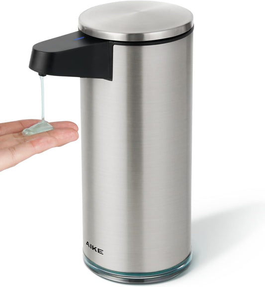 AIKE SensePro Automatic Soap Dispenser Type-C Rechargeable, Brushed Stainless Steel Finish 12.8 fl.oz. for Liquid Soap