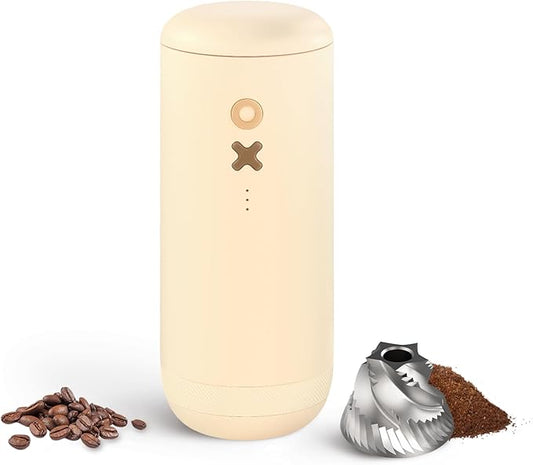 Nuttii Burr Coffee Grinder – Electric, Portable, Small, Quiet Adjustable Conical Burr Coffee Bean Mill, 20 Grind Settings for Espresso, Pour-Over, French Press Moka, A TIMEMORE Brand (Almond Cream)