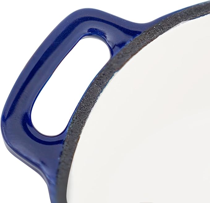 Mini Cocotte 16 oz Mini Dutch Oven 0.5 qt. Cast Iron Garlic Roaster for Oven Garlic Confit Pot Ramekins with Lids Oven Safe Set of 2, Blue