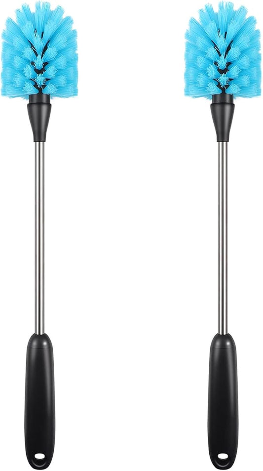 Stainless Steel Long Handle Water Bottle Brush, Flexible Scrubbing Brush for Cleaning Water Bottles, Baby Water Bottles, Glassware, Food Jars, Sports Jugs, Sobriety Jugs, 2 Pack, 15 in.