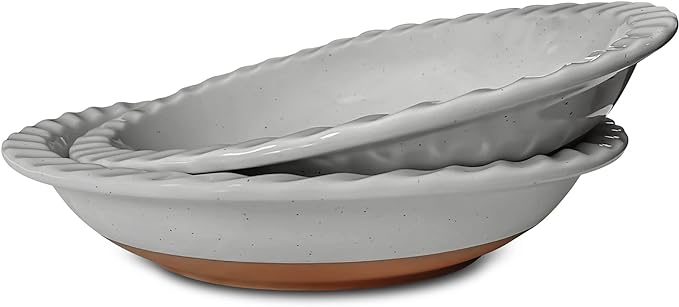 Mora Ceramics Classic 9 Inch Round Pie Pan Set of 2 - Earl Grey