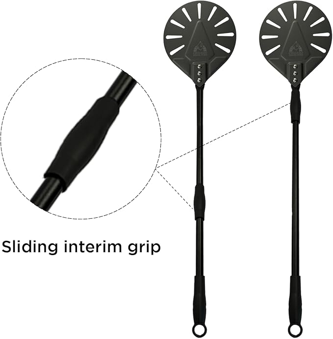Turning Perforated Pizza Peel - 7" Diameter - 35" Overall Length - Premium Pizza Peel, Pizza Steel, 12 Inch for Professional and Home Use