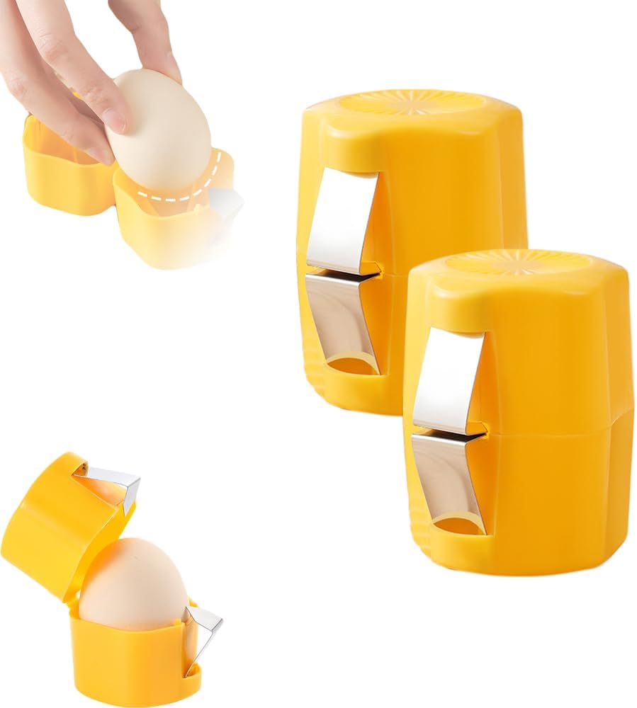 2026 New Egg opener, Egg Shell Separator for Raw Eggs Gadgets Cracker Tool, Upgrade Stainless Steel Egg Cutter Egg Cracker Tool Multifunctional Egg Cutter Multipack (2, Yellow)
