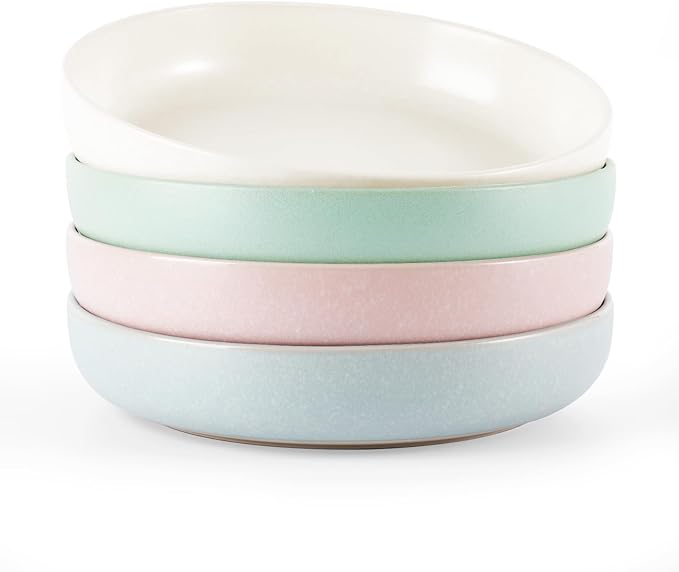 famiware Milkyway Pasta Bowls Set of 4, 8.5" Large Salad Bowls, Double Reactive Glaze, Sturdy & Stackable, Ideal for Housewarming, Festivals, Matte Multi-color