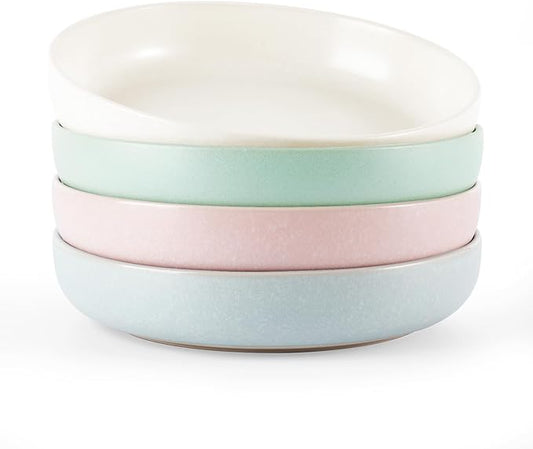 famiware Milkyway Pasta Bowls Set of 4, 8.5" Large Salad Bowls, Double Reactive Glaze, Sturdy & Stackable, Ideal for Housewarming, Festivals, Matte Multi-color