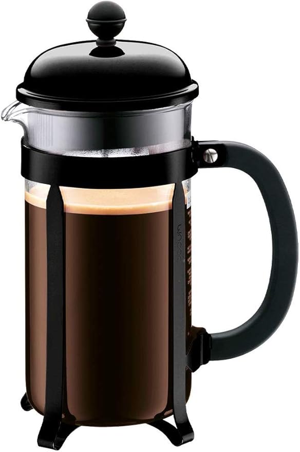 Bodum 34oz Chambord French Press Coffee Maker, High-Heat Borosilicate Glass, Stainless Steel, Black – Made in Portugal