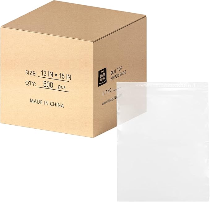 13" X 15" (500 Bags) 2 Mil Clear Reclosable Zip Plastic Poly Bags, 2 Gallons with Resealable Lock Seal Zipper