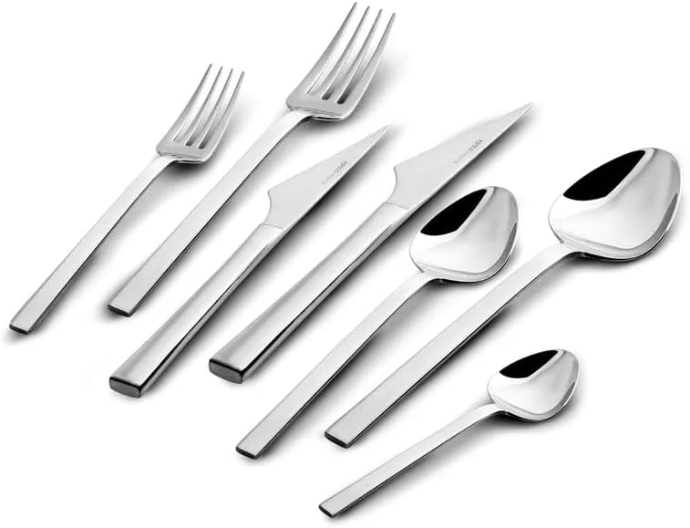 Karaca Boreas 84-Piece Kitchen Silverware Sets, Stainless Steel Cutlery Set for 12 People, Durable, Elegant, Dishwasher Safe, Includes Table & Dessert Spoons, Forks & Knives