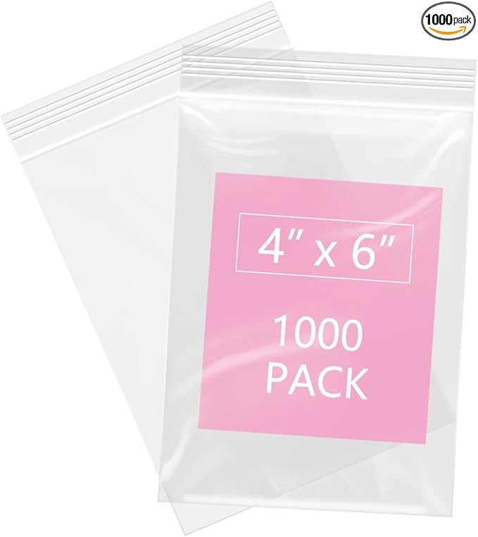 iMailer - 1000 Pcs- 4" x 6" Clear Small Zip Bag - Reclosable Zip Plastic Poly Bags 2 Mil with Resealable Lock Seal Zipper for Photo, Jewelry, Bakery, Treats, Party Favors