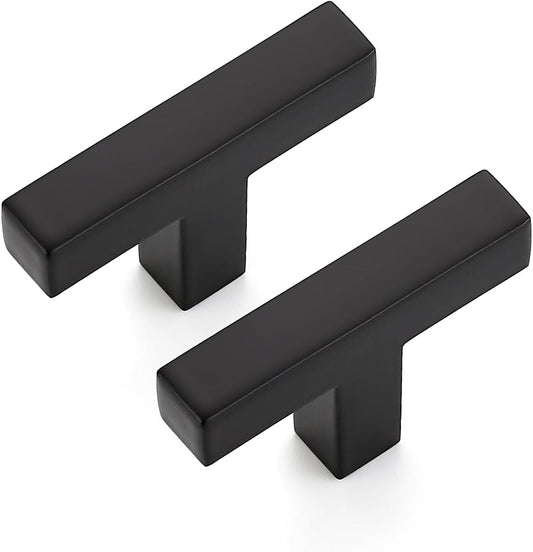 Ravinte 10 Pack Solid Square Bar Handles and Pulls - Black Matte Kitchen Cabinet Hardware