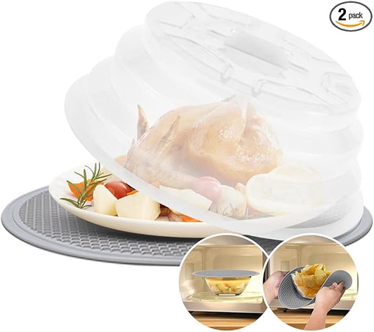 Microwave Dish Cover Microwave Cover for Food Microwave Splatter Cover - Silicone Microwave Plate Cover Dish Covers for Microwave Oven Cooking Anti-Splatter Guard Lid