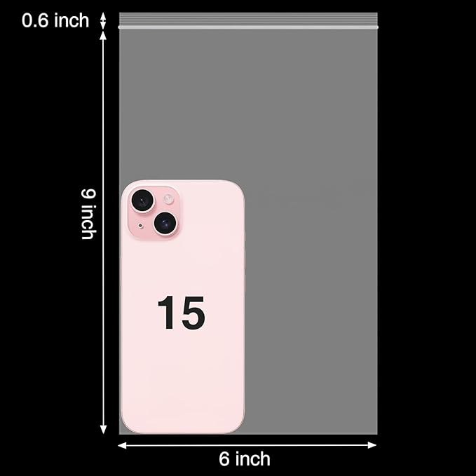 120Pcs 6" x 9" Clear Plastic Zip Bags, 2 Mil Thick Resealable Storage Baggies for Jewelry, Small Items, Packaging & Travel