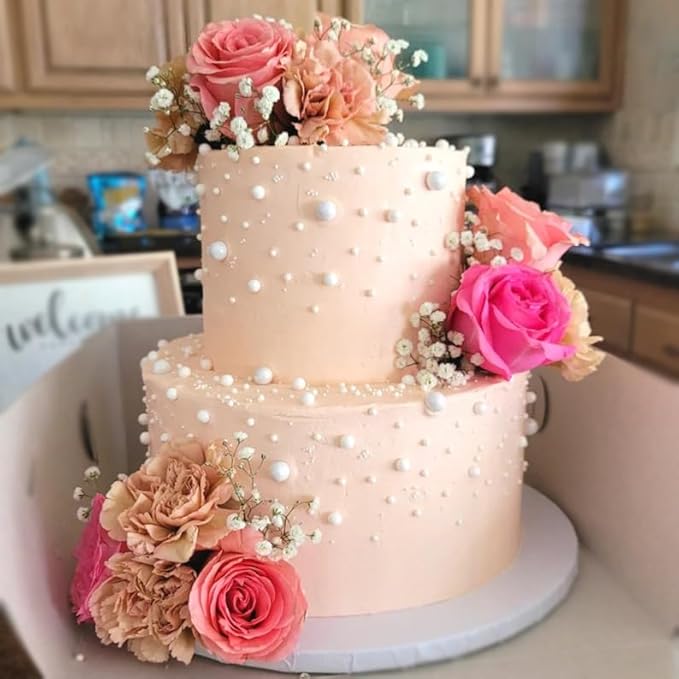 4 in 1 Edible White Pearl Sugar Sprinkles 6 oz, 4 sizes Candy Pearls Ideal for Baking, Cake and Cupcake Toppers, Cookie Decoration, Ice Cream Topping, Wedding Shower Valentines Halloween Christmas