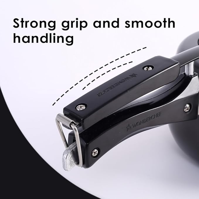 Wonderchef Taurus Hard Anodized Inner Lid Pressure cooker, 3 liter, Cool Touch Handles for Durability, Induction Friendly, 5 year warranty, ISI Certified3 LitresBlack