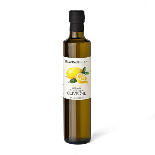 Blazing Bella Lemon Infused Extra Virgin Olive Oil - California Small Family Farms Meyer Lemon flavor-infused ideal for finishing and salads - 16.9 Fl Oz (500 ML)