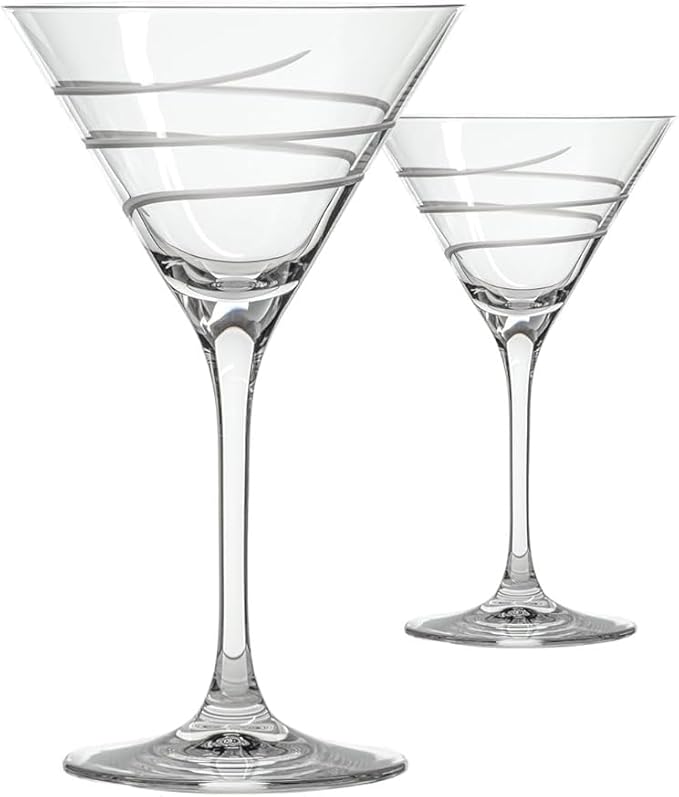 Rolf Glass Twist Martini Cocktail Glass | Set of 2 10oz Glasses | Lead-Free Glass | Engraved Martini Glasses | Proudly Made in the USA