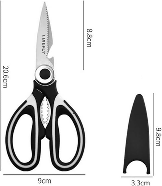 Kitchen Scissors Utility Chopping Scissor Professional Shears for Meat Cutting Sharp Kitchenad Shears Multipurpose Scissor for Food Outdoor BBQ No Rust + 100 Pcs Plastic Gloves Disposable