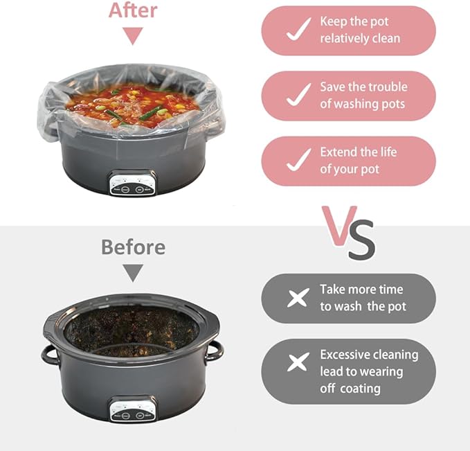 [6 For Free] 36 bags Ebelbo Nylon Pot liners, Slow Cooker Liners 13x21 Inch Large Size Disposable Roaster Cooking, Fit for 3-8QT Oval & Round Pot