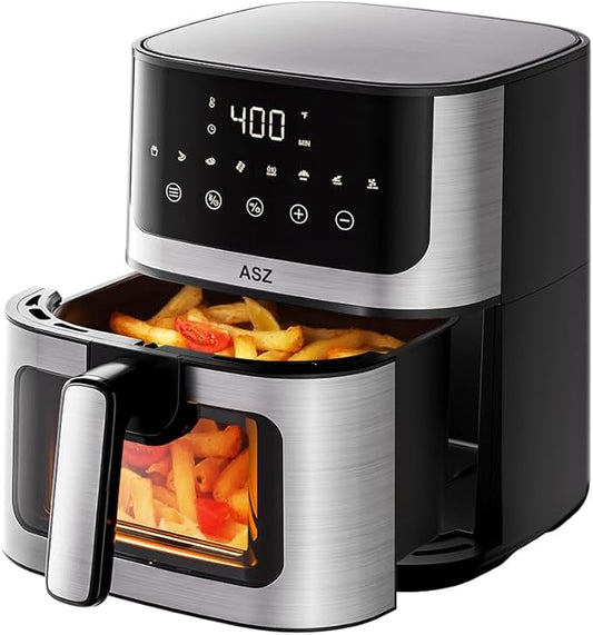 ASZ Air Fryer with Window Visible- 5 quart Compact- Digital Airfryer 5qt for 2-3 people - 5 qt for Office Dorm Room - 8 in 1 Bake Toast Broil Reheat - 1400W, 400℉ Kitchen Airfry Countertop Gift