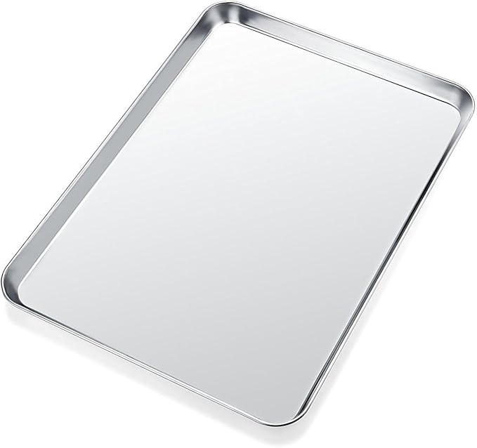Baking Sheet, Yododo Stainless Steel Cookie Sheet Toaster Oven Tray Pan Rectangle Size 16 x 12 x 1 inch, Non Toxic & Healthy, Superior Mirror Finish & Easy Clean, Dishwasher Safe