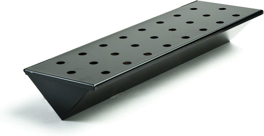 Charcoal Companion Large Nonstick V-Shaped Smoker Box - Intense Smoky Flavor for Gas Grills, Durable Metal - Hinged Lid for Easy Wood Chip Access - Convenient, Clean Grilling Experience (Black)