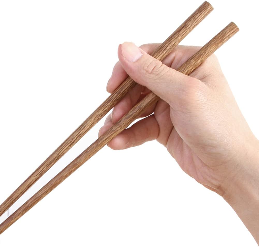 M.G Reusable Wooden Chopsticks,10 Pairs Wenge Wood Chop Sticks,for Chinese Japanese Korean Cuisine, Dishwasher safe(9.8 inches)