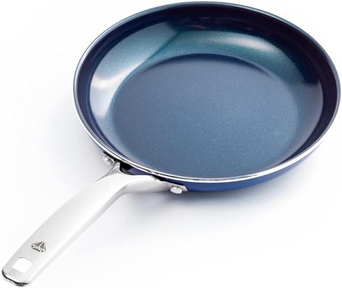 Blue Diamond 10" Nonstick Frying Pan Skillet, Diamond Infused PFAS & PTFE-Free Ceramic Pot, Dishwasher & Oven Safe, Stay Cool Handle, Durable Non Toxic Metal Utensil Safe, Egg & Omelet Pan, Blue