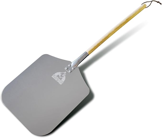 Pizza Peel 12" x 14", Pizza Paddle, 35.5" Long Aluminum Metal Pizza Peel with Detachable 21" long Wooden Handle, Pizza Turning Spatula, Pizza Shovel