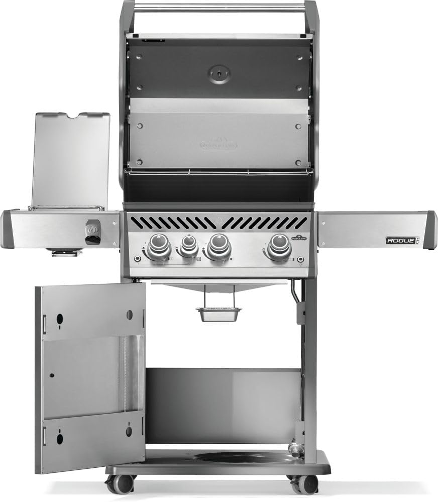 Napoleon Rogue PRO 425 Propane Gas Grill with Infrared Side Burner, Stainless Steel, Durable 4-Burner BBQ
