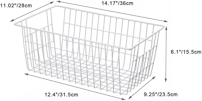 SANNO 14" Wire Freezer Baskets, Farmhouse Metal Wire Storage Basket Freezer Storage Organizer for Kitchen Pantry, Set of 8