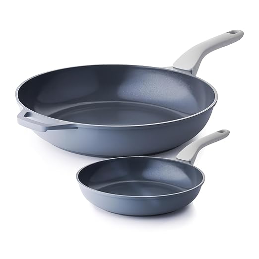 Nonstick Ceramic Frying Pan Set, Non Toxic Nonstick Pan Skillet, Healthy Egg & Omelet & Chef's Pan, PTFE PFOA & PFAS Free, Induction Compatible (8+12 Inch)