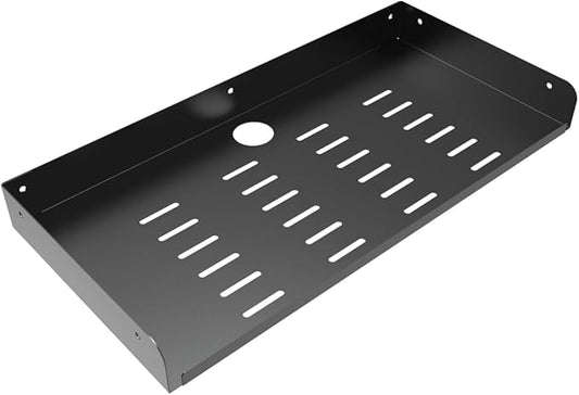 JINGCHENGMEI Metal Floating Wall Mounted Shelf Bracket for AV, TV Accessories, WiFi Router, TV Box, Cable Boxes, DVD Player, Games Consoles or Other Small Projectors (16.6 inches Width)