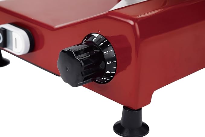 10" Premium Chromium-plated Steel Blade Electric Deli Meat Cheese Food Slicer with Serving Plate Commercial and for Home use 240W Classic Red