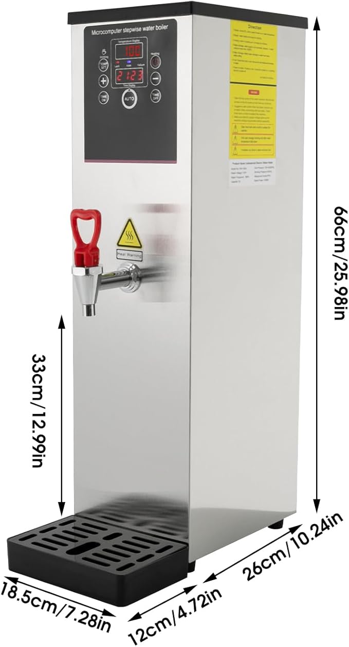 Step-Heating Commercial Hot Water Dispenser, 15L/3.96Gal Hot Water Boiler Dispenser Electric Water Pot Boiler Commercial Boiling Water Machine for Tea Coffee Shop Dessert Shop Hotel - 28L/H 2500W