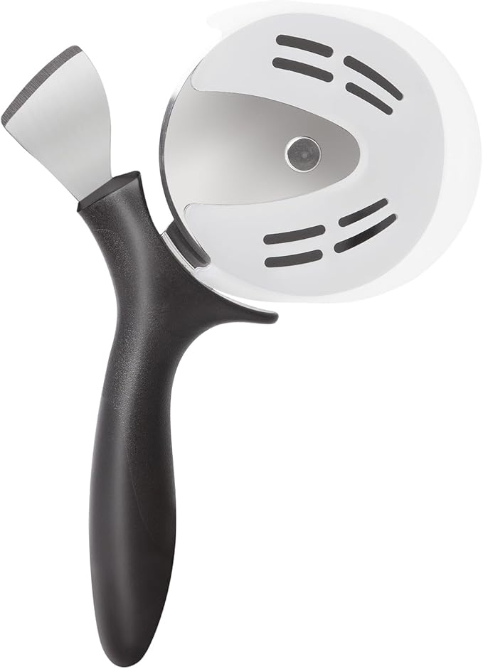 Professional Pizza Cutter & Crust Cutter 2 in 1, Steel 4" Pizza Wheel Cutter and Pizza Crust Knife, Stainless Steel Blade with Protective Cover