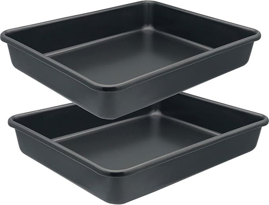 Small Baking Pans 11x9 Inch 2Pcs Mini Cookie Sheets Toaster Oven Tray Nonstick Thicken Brushed Carbon Steel No Warp Magnetic 1 to 2 Person Bakeware by HYTK