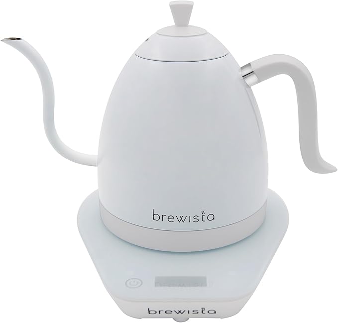 Brewista Artisan Electric Gooseneck Kettle, Water Boiler with LCD Panel, Precise Temperature Control, Fast Boiling and Keep Warm Settings for Pour-Over Coffee & Tea, Café, 1 Liter (All White)